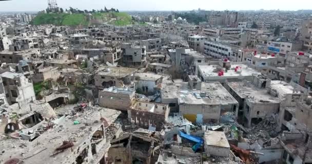 Vuelo Dron Sobre Ciudad Homs Siria — Vídeos de Stock