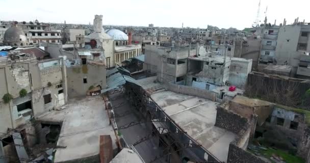 Vol Drone Dessus Ville Homs Syrie — Video