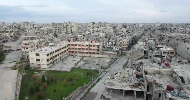 Flight Drone City Homs Syria — Stock Video