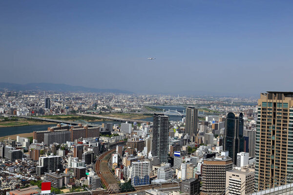 Osaka cityscape with skyscraper, Japan