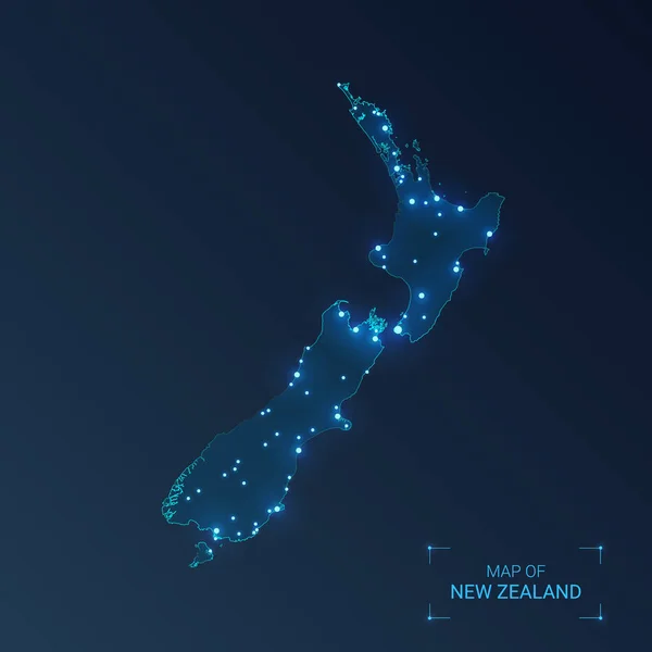 Карта Новой Зеландии с городами . — стоковый вектор