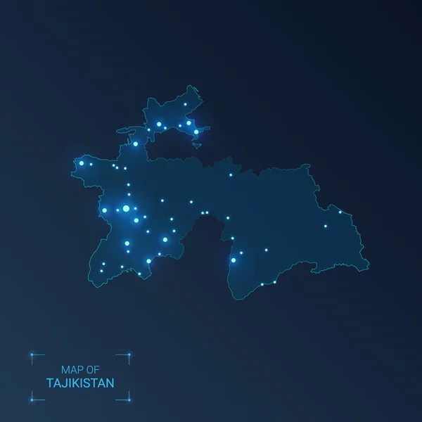 Карта Таджикистана с городами . — стоковый вектор