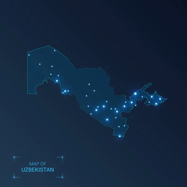 Uzbekistán mapa con ciudades . — Archivo Imágenes Vectoriales