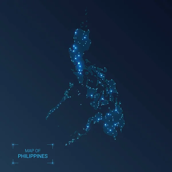 Filipinas mapa con ciudades . — Vector de stock