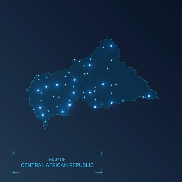 República Centroafricana mapa con ciudades . — Archivo Imágenes Vectoriales