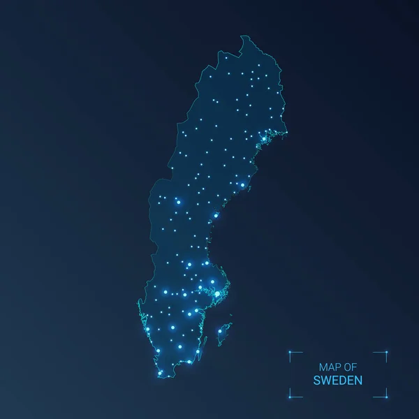 Suède carte avec les villes . — Image vectorielle