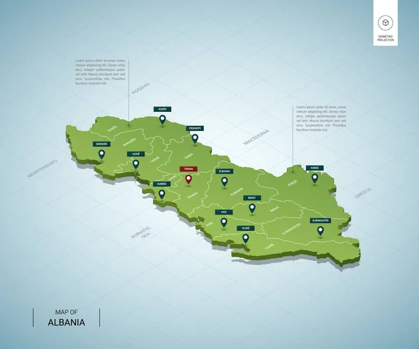 Mapa estilizado de Albania . — Archivo Imágenes Vectoriales