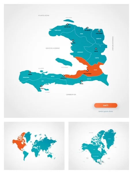 Modello Modificabile Della Mappa Haiti Con Segni Haiti Sulla Mappa — Vettoriale Stock