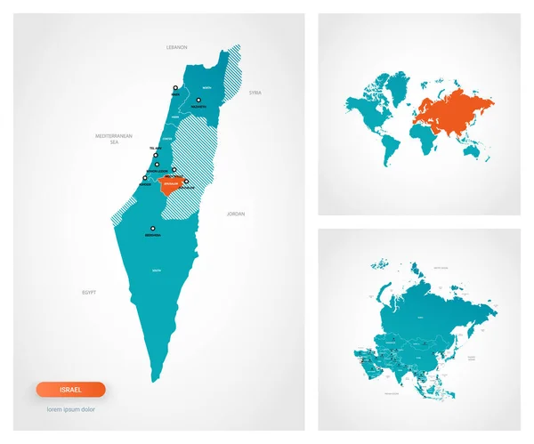 Modèle Modifiable Carte Israël Avec Des Marques Israël Sur Carte — Image vectorielle