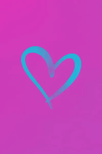 ピンクの背景に青いハートの景色 休日の概念 バレンタインデー アート — ストック写真