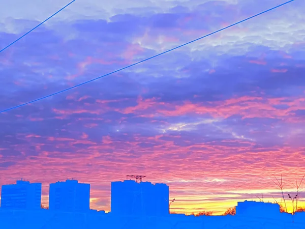 Contemporary Art Collage City View Sky Thick Clouds Sunset Bright — Stock Photo, Image