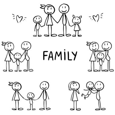 Bir sürü çöp adam, ebeveynler. Mutlu aile, çocuklu annelik ve neşe