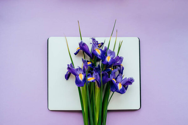 Notebook with violet flowers