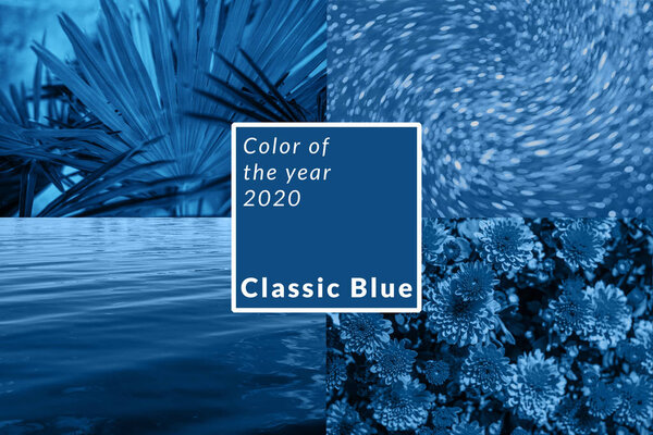 Collage with blue backgrounds