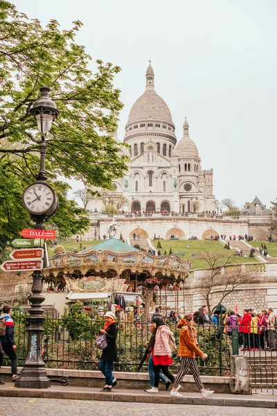 París Francia Abril 2019 Basilique Sacre Coeur Primavera Con Flor —  Fotos de Stock