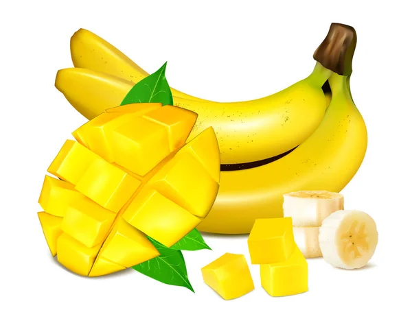 Ripe yellow bananas vector illustration — Stock Vector