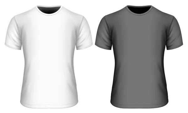 Mens manga curta t-shirt preto e branco — Vetor de Stock