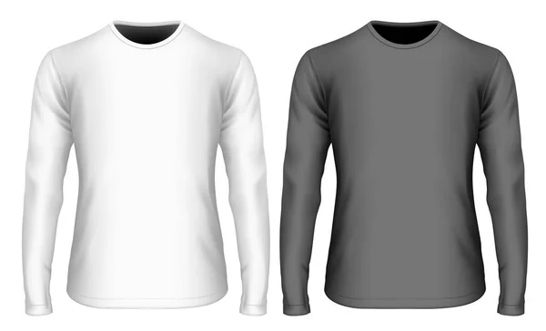 Camiseta para hombre de manga larga en blanco y negro — Vector de stock