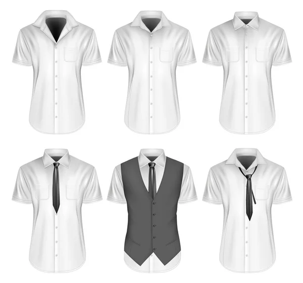 Mens manga curta botão formal para baixo camisas — Vetor de Stock