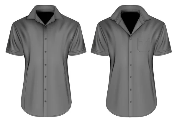 Pánské krátký rukáv košile s otevřít obojky — Stockový vektor