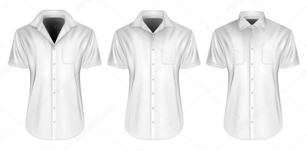 Mens short sleeved shirts with close and open collars