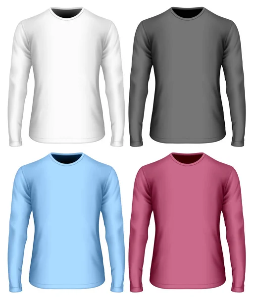 Black. White and color variants of long-sleeved t shirt Stock Illustration