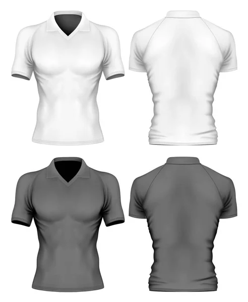 Korte-mouw polo-shirt op de mens sport figuur — Stockvector