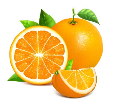 Turuncu bütün ve portakal dilimleri
