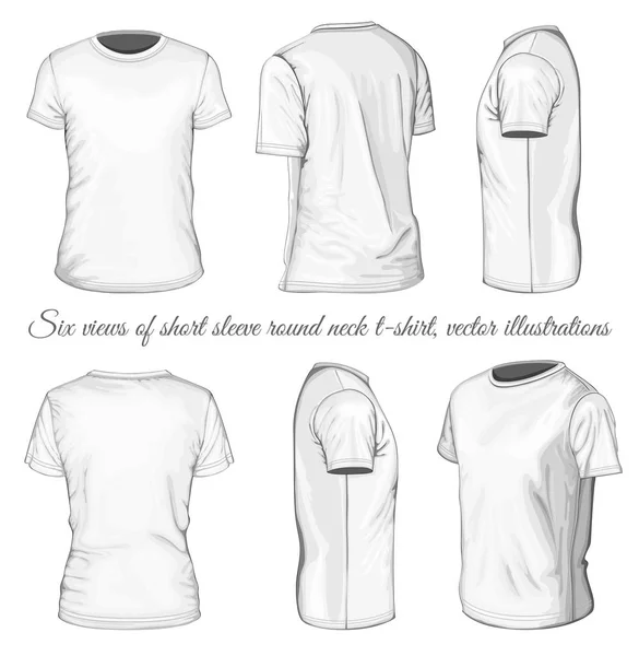 Zes standpunten van witte t-shirt — Stockvector