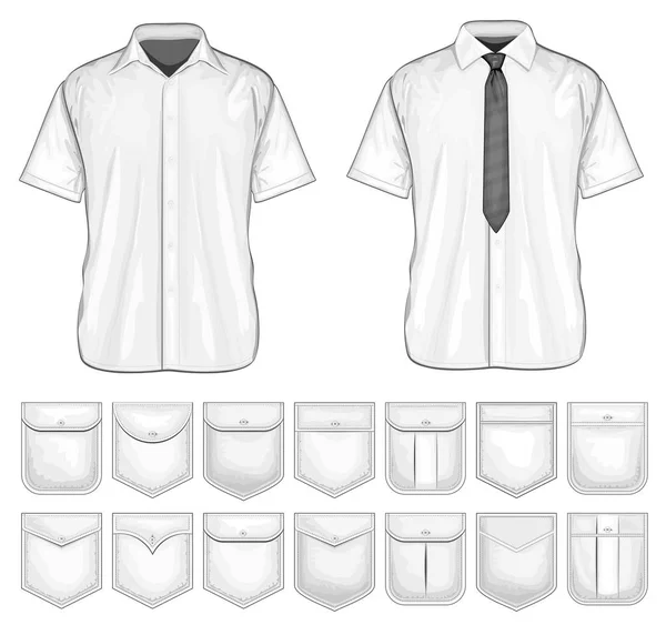 Συλλογή διανυσματικό σχέδιο πουκάμισο με τσέπες — Διανυσματικό Αρχείο