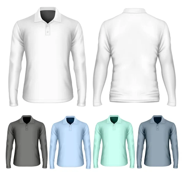 Langärmeliges Poloshirt für Männer — Stockvektor