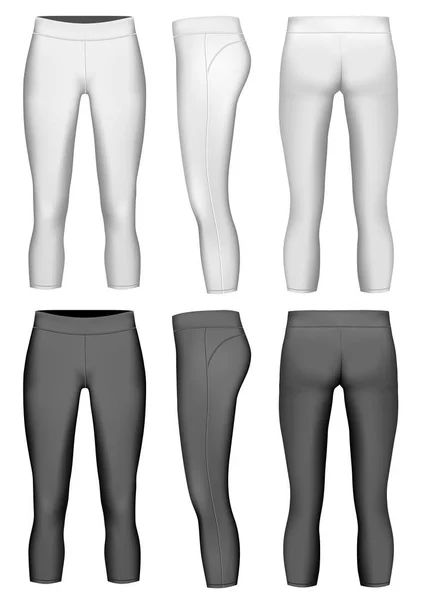 Kvinnors 3/4 Längd komprimering leggings. Royaltyfria illustrationer