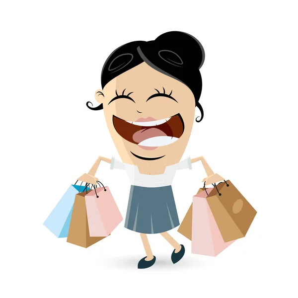 Femme heureuse avec des sacs à provisions — Image vectorielle