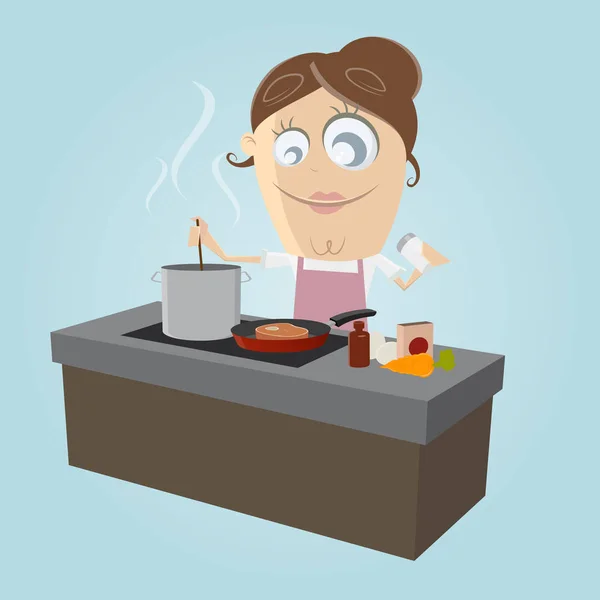 Щаслива жінка на кухні — стоковий вектор
