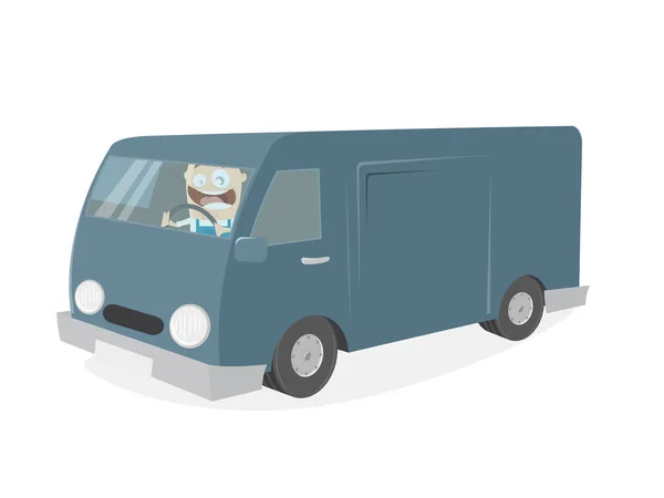 Happy mechanic driving a van — Stock Vector