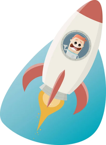 Astronaut flying in rocket — Stock Vector