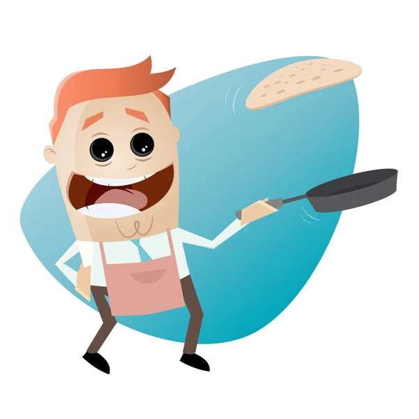 Man flipping a pancake — Stock Vector