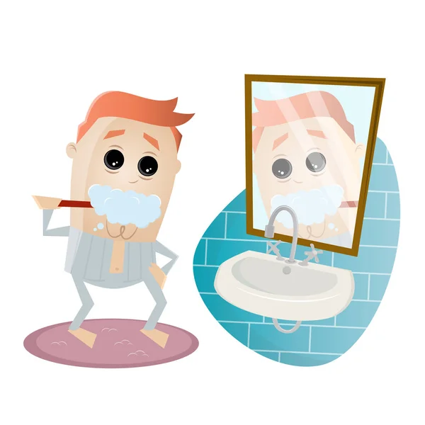 Homem escovando os dentes — Vetor de Stock