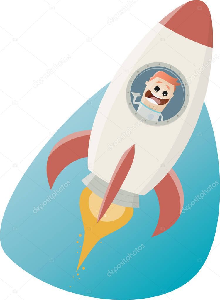 astronaut flying in rocket