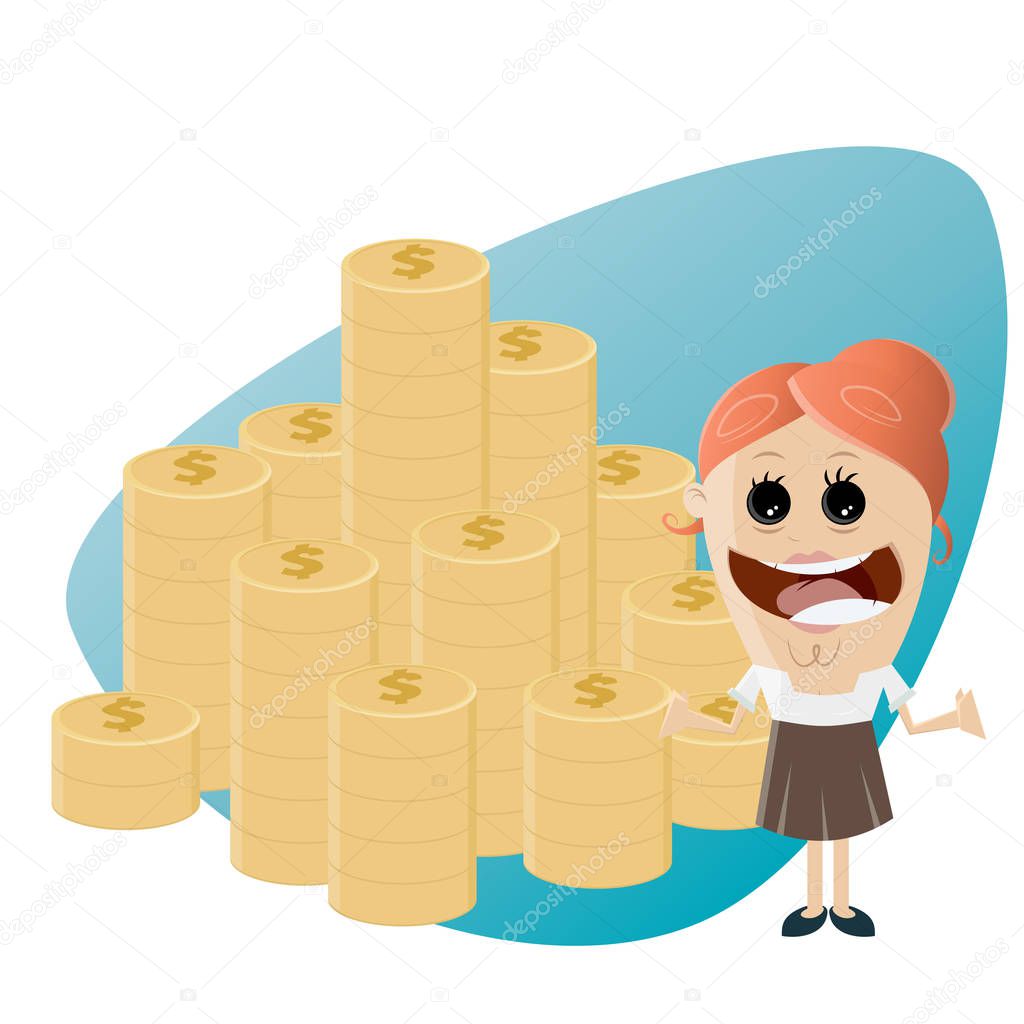 woman with stacks of money