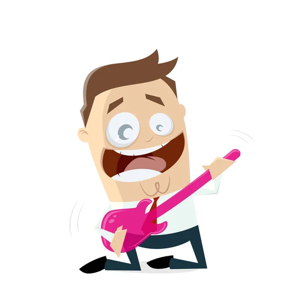 Happy businessman playing air guitar — Stock Vector