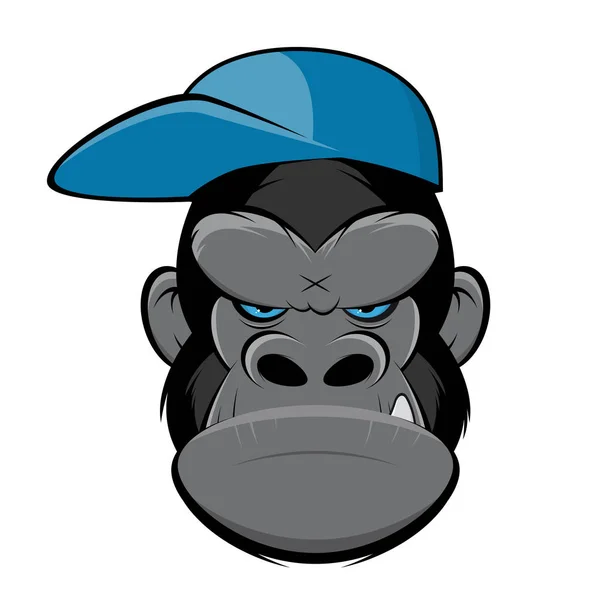 Angry gorilla with a cap — Stock Vector