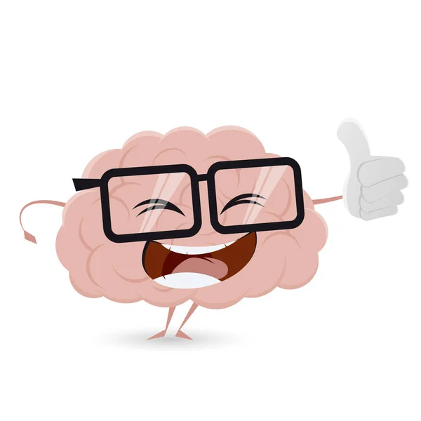 Funny brain with thumbs up — Stock Vector