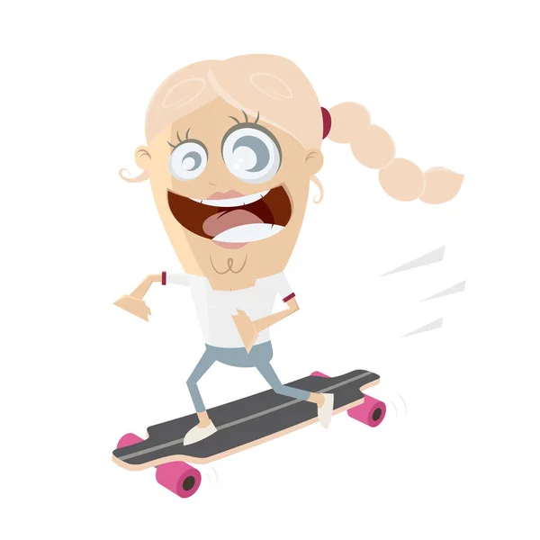 Ragazza felice su skateboard — Vettoriale Stock