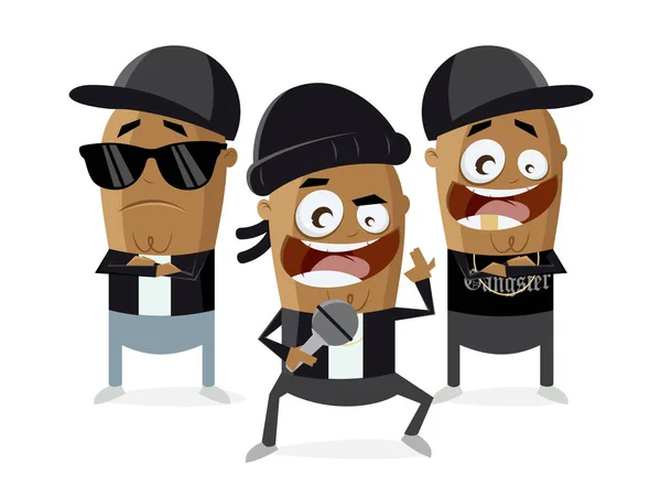 Dessin animé drôle de rappeurs gangsters — Image vectorielle