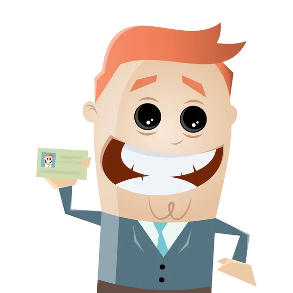 Happy businessman showing passport or business card — Stock Vector