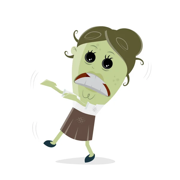 Komik iş zombi kadın — Stok Vektör