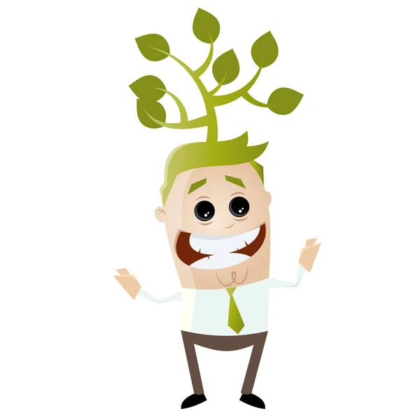 Gröna affärsman med träd på huvudet — Stock vektor