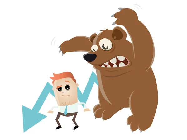 人間とクマと面白い不況漫画 — ストックベクタ