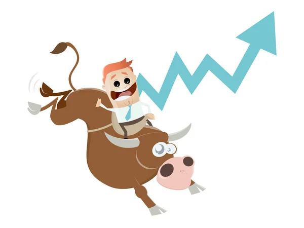 Funny boom cartoon with man and bull — Stock Vector